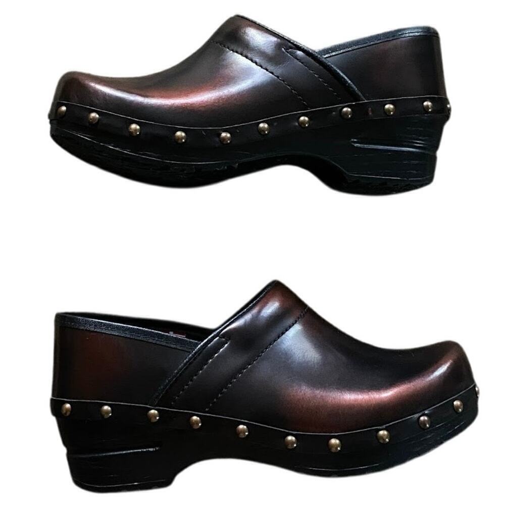 Sanita Clogs Womens Bronze Black Leather Slip-Ons Size EU 35 US4 Nurse Shoes - Picture 2 of 12